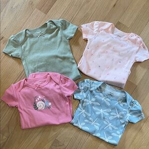 NWOT set of 4 Carter's Pink Floral Graphic Short Sleeve Onesie